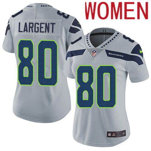 Women Seattle Seahawks #80 Steve Largent Nike Gray Vapor Limited NFL Jersey->women nfl jersey->Women Jersey